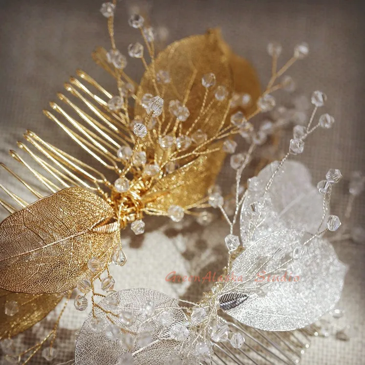 C116. boho leaf hair comb for bride