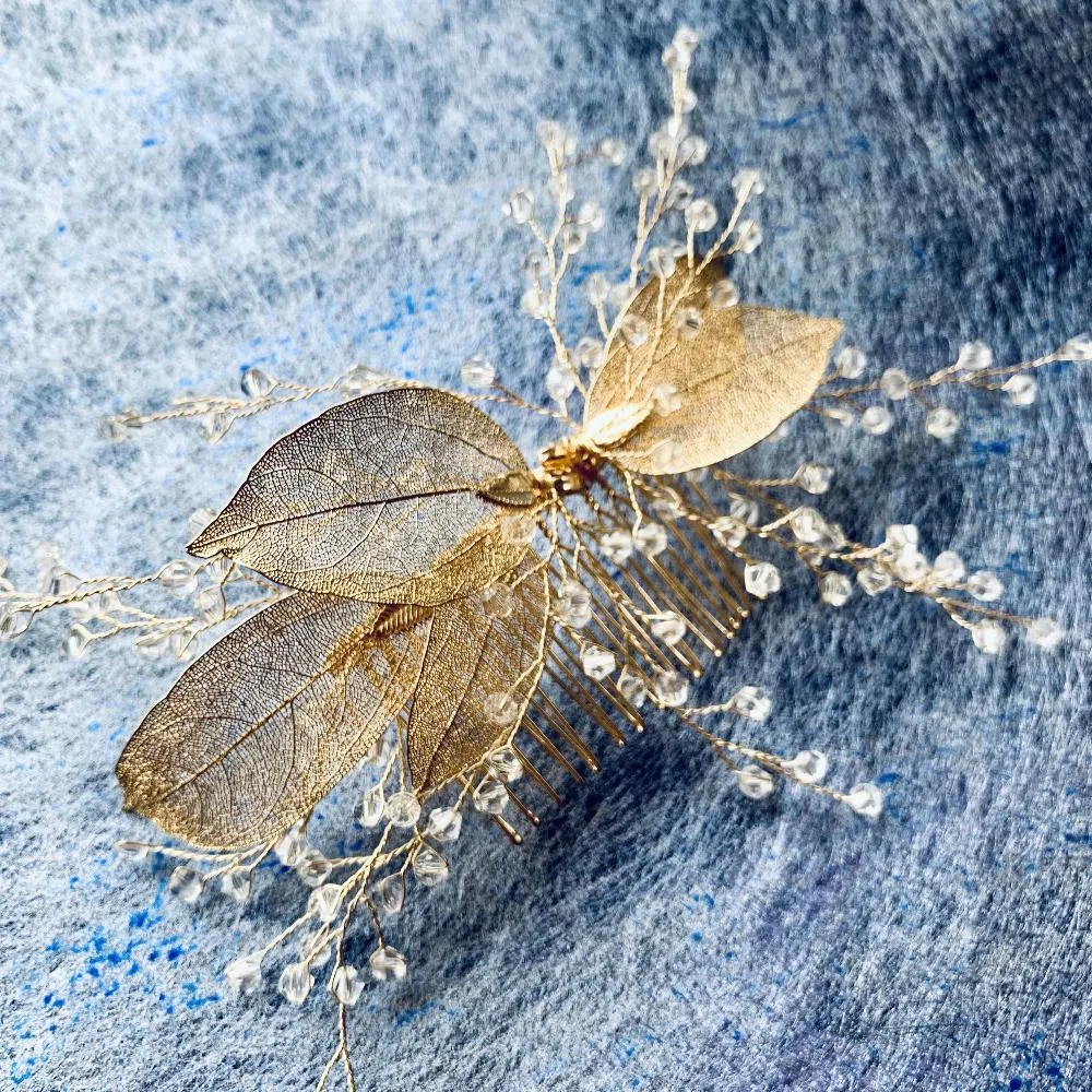 C116. boho leaf hair comb for bride