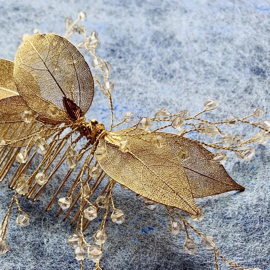 C116. boho leaf hair comb for bride