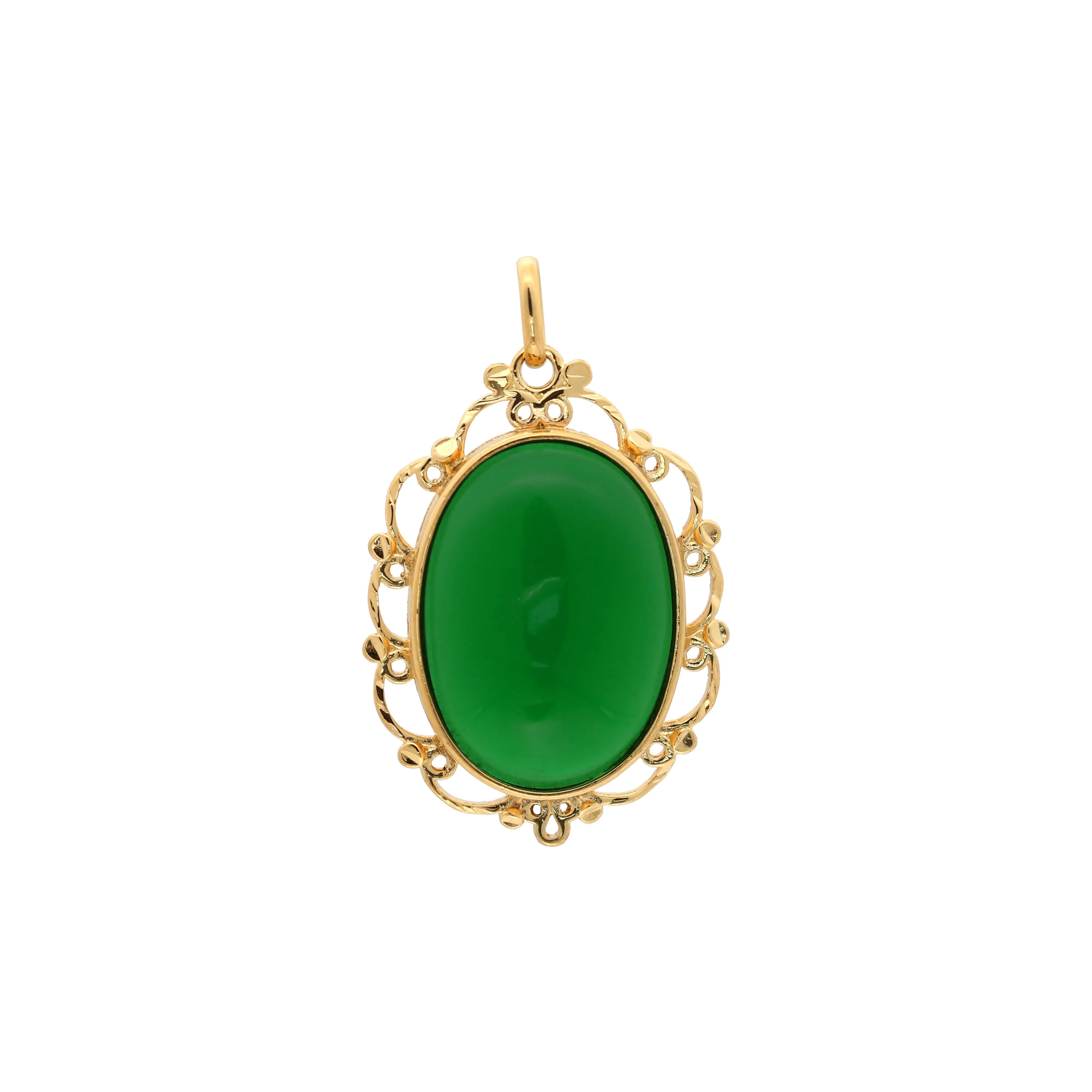 Cabochon colorful Onyx 18K Gold pendant