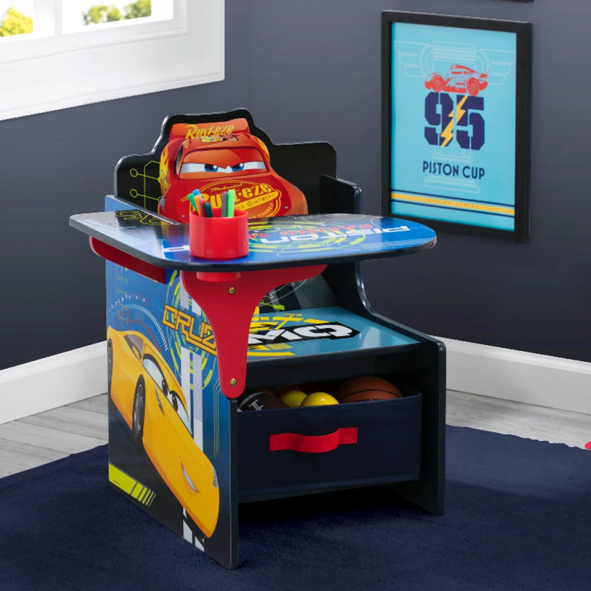 Cars Chair Desk with Storage Bin