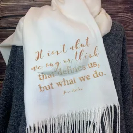 Cashmere-Feel Inspiring Jane Austen Quote Scarf - Cream