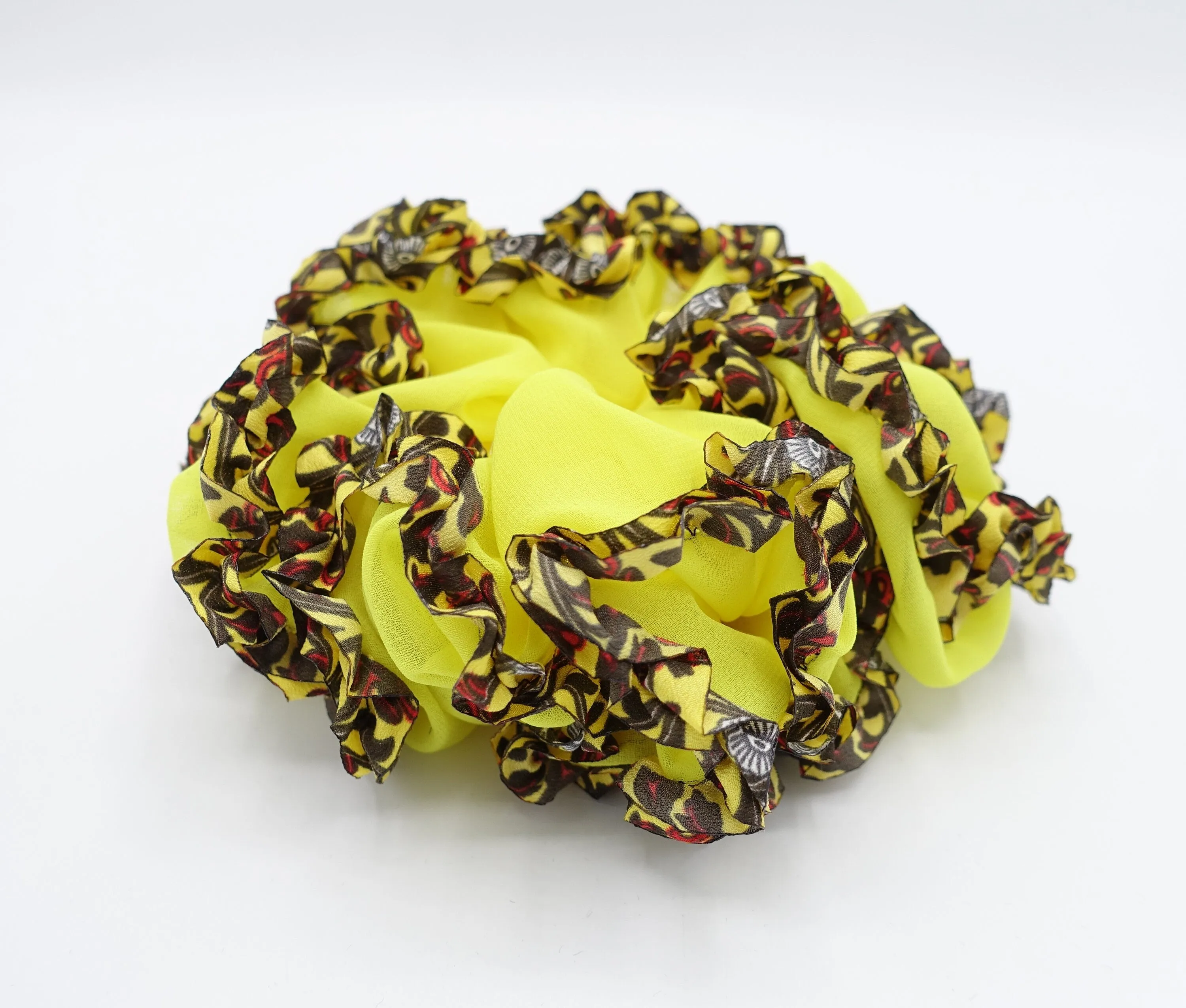 chiffon scrunchies, leopard scrunchies, oversized scrunchies for women