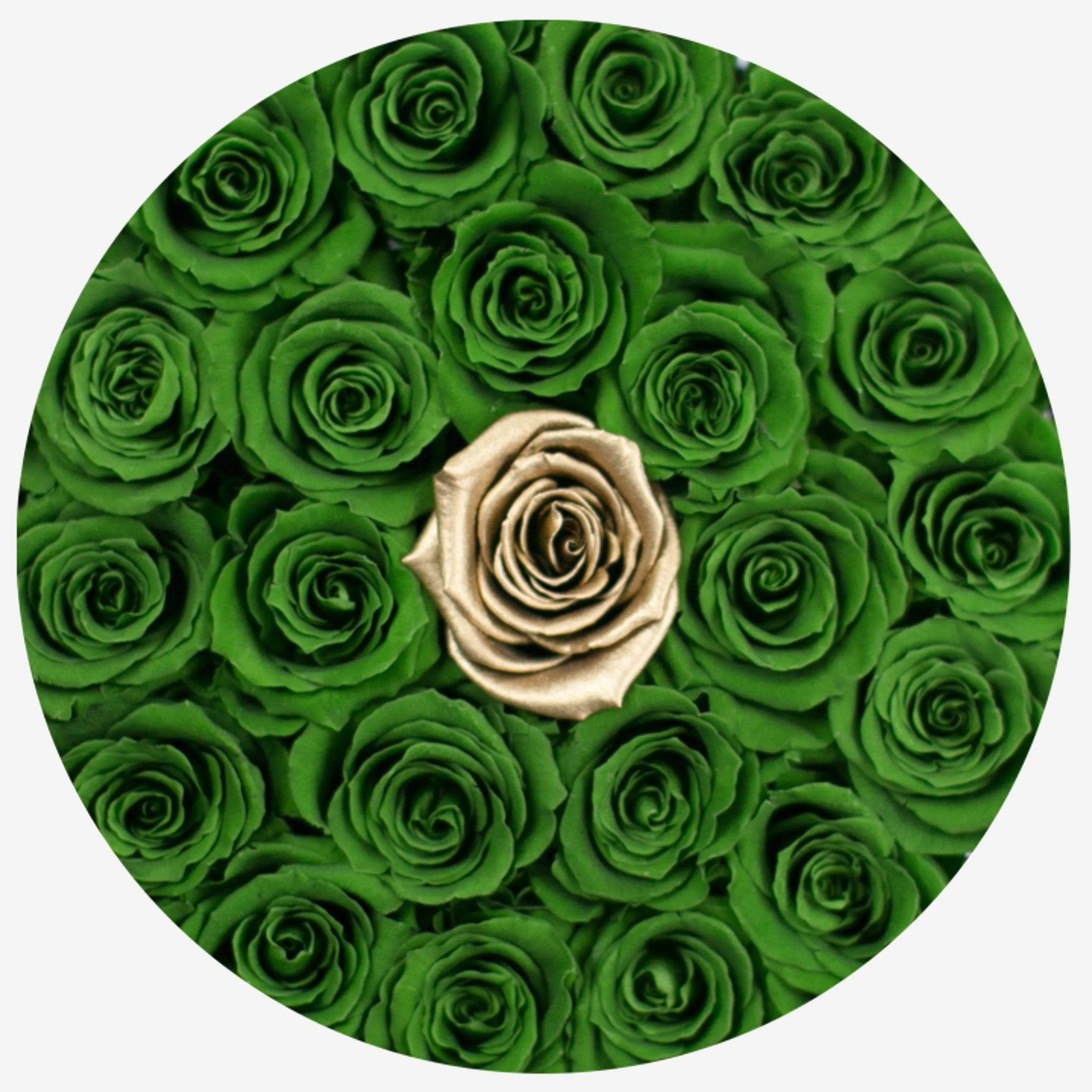 Classic White Box | Dark Green & Gold Roses