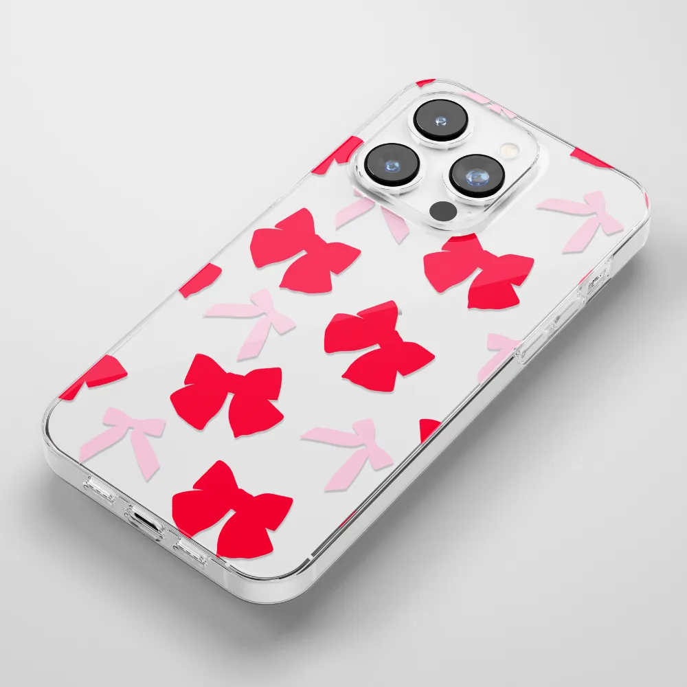 Clear Phone Case - Red & Pink Bows