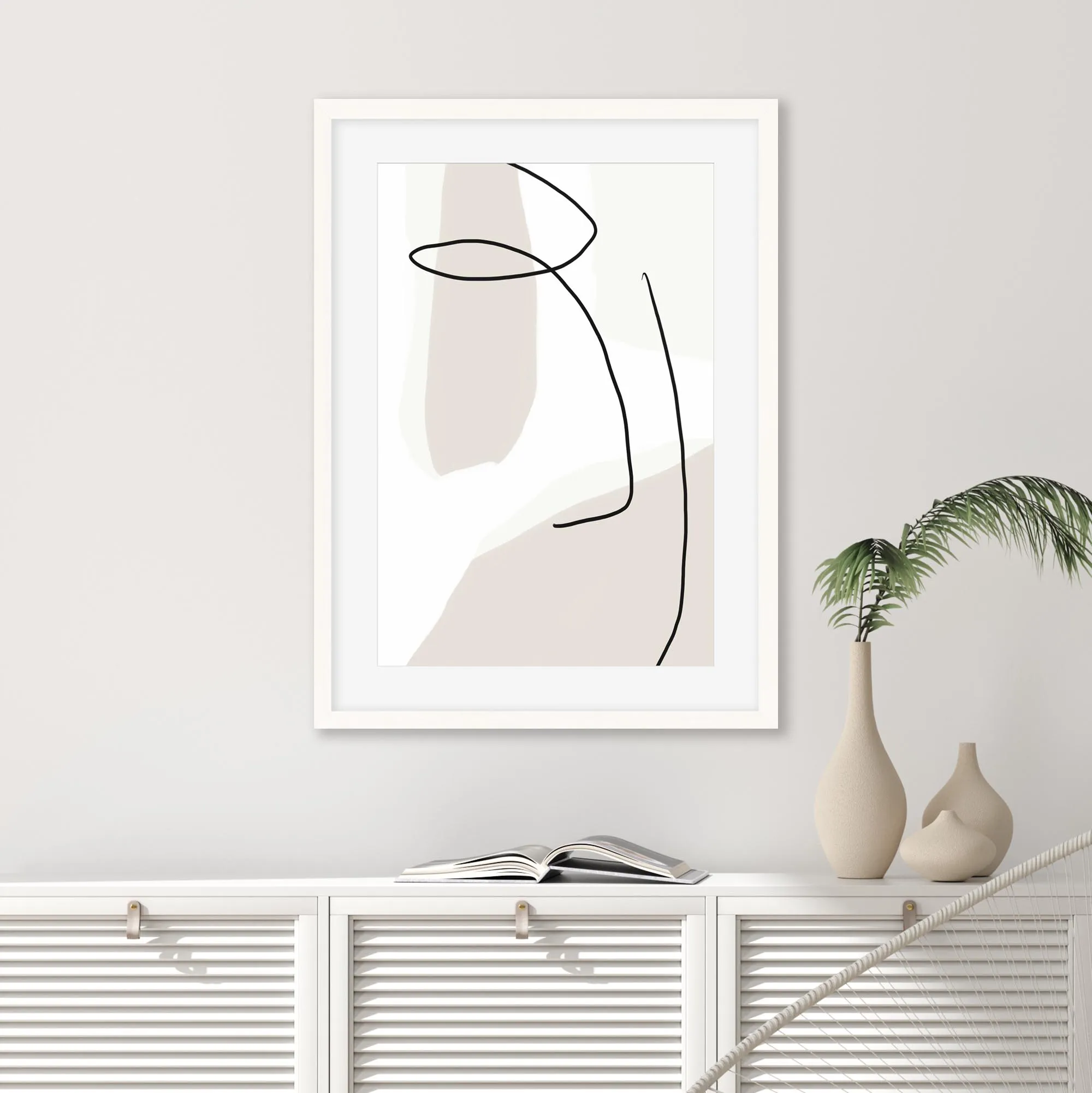 Contemporary Face Line Framed Art