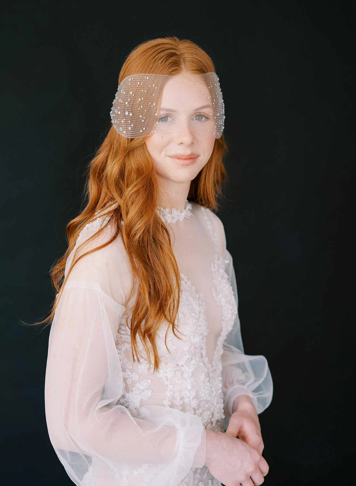 Crystal speckled crinoline bandeau veil - Style #2452