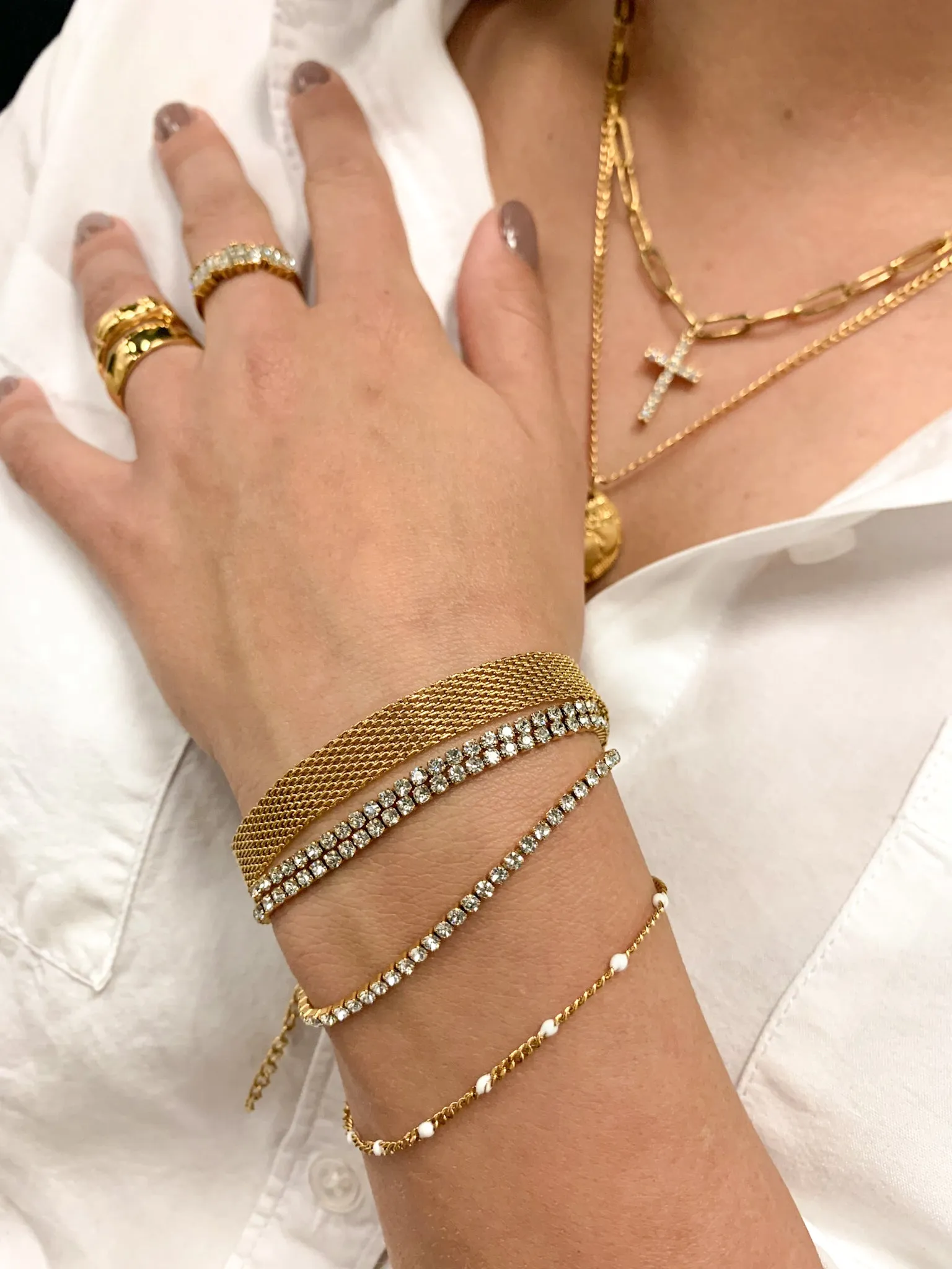 Curb and Enamel Bracelet