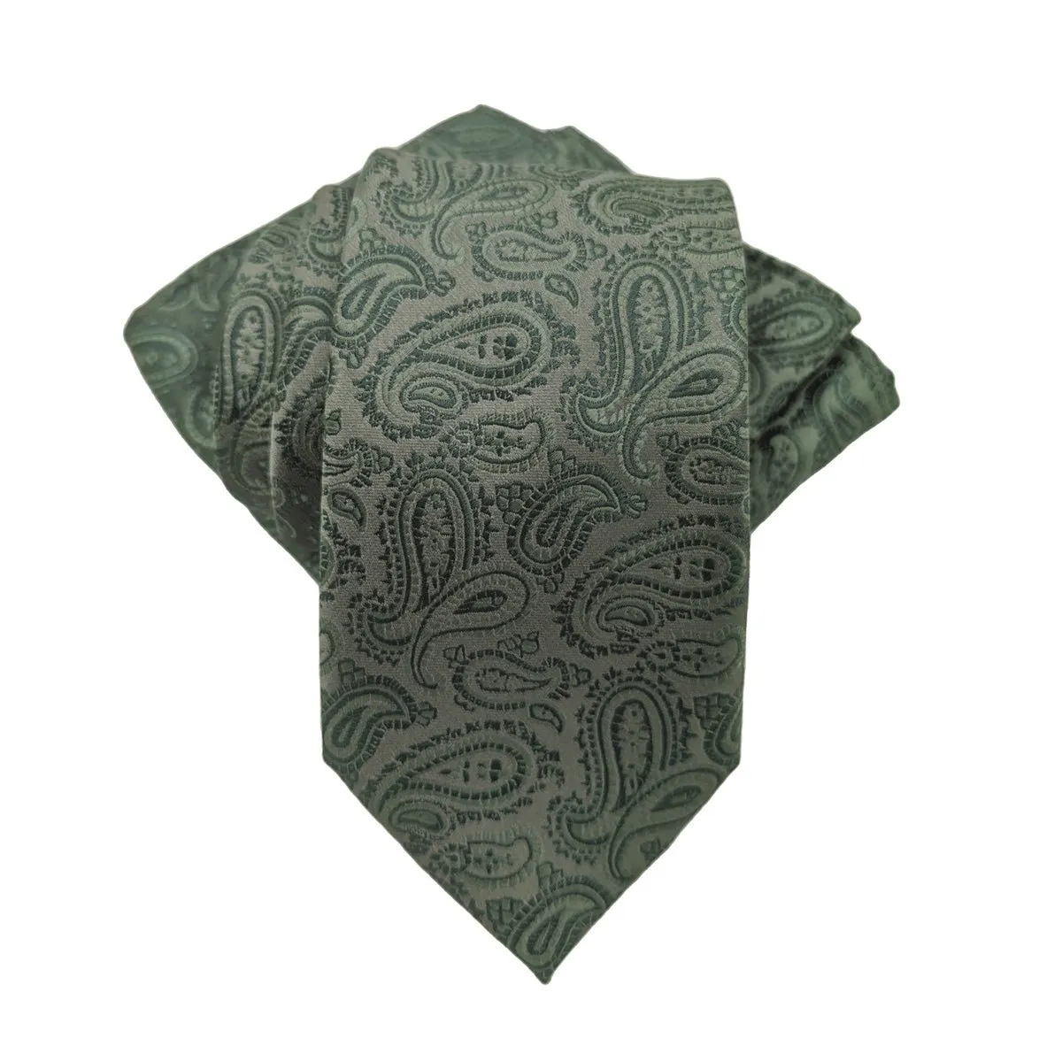 Dark Sage Paisley Pocket Square