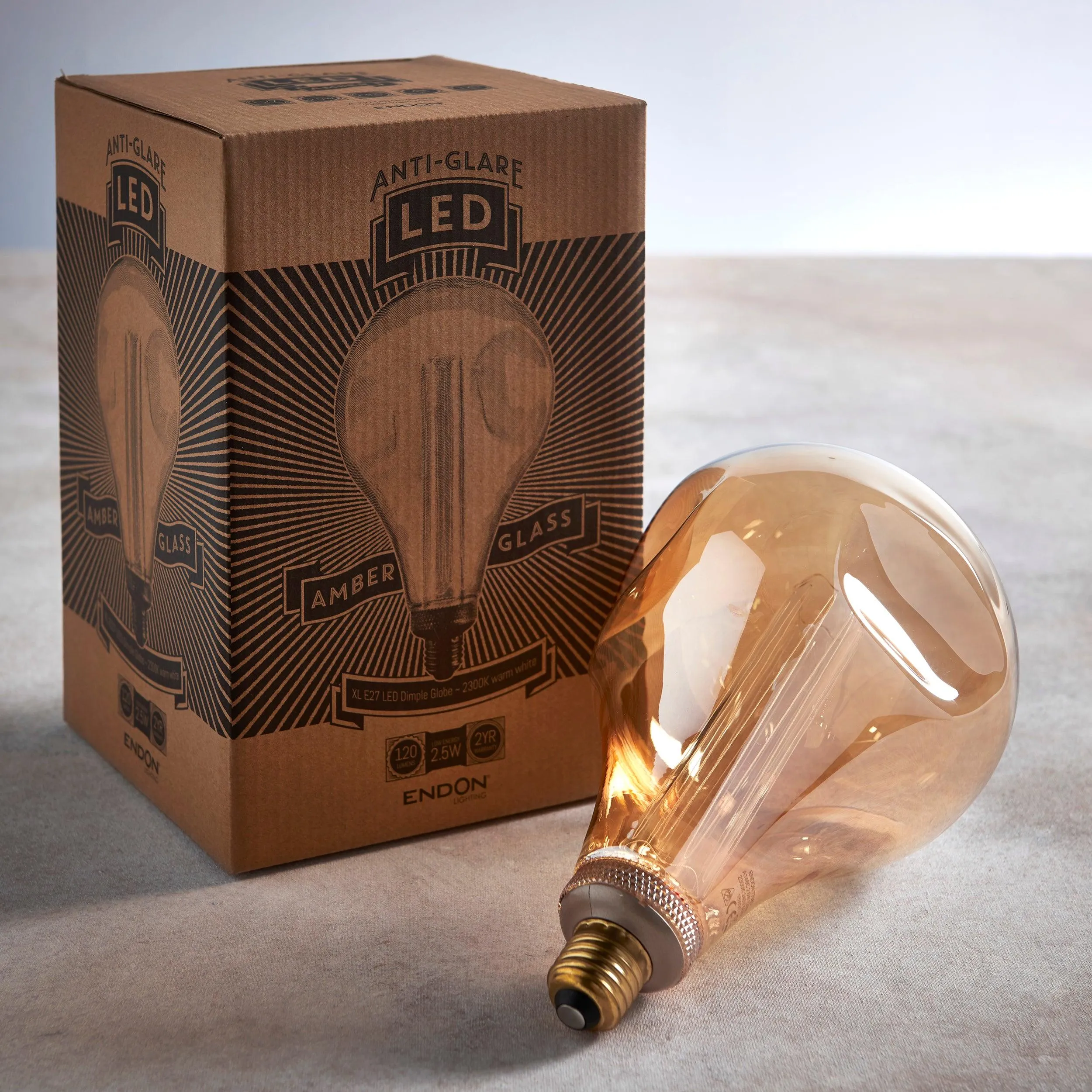 Dimple E27 Amber Globe 2.5w Decorative LED Light Bulb - 148mm