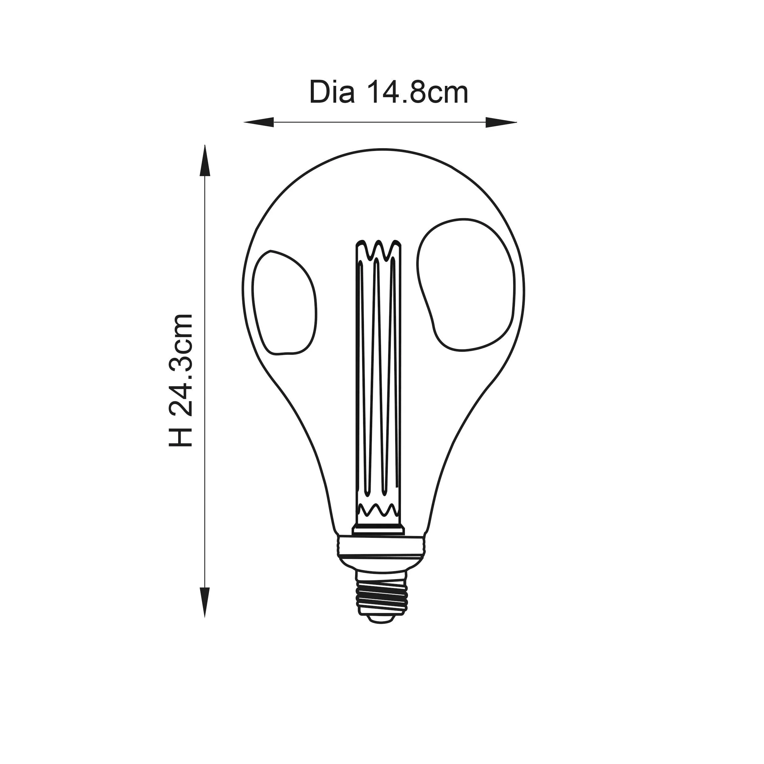 Dimple E27 Amber Globe 2.5w Decorative LED Light Bulb - 148mm