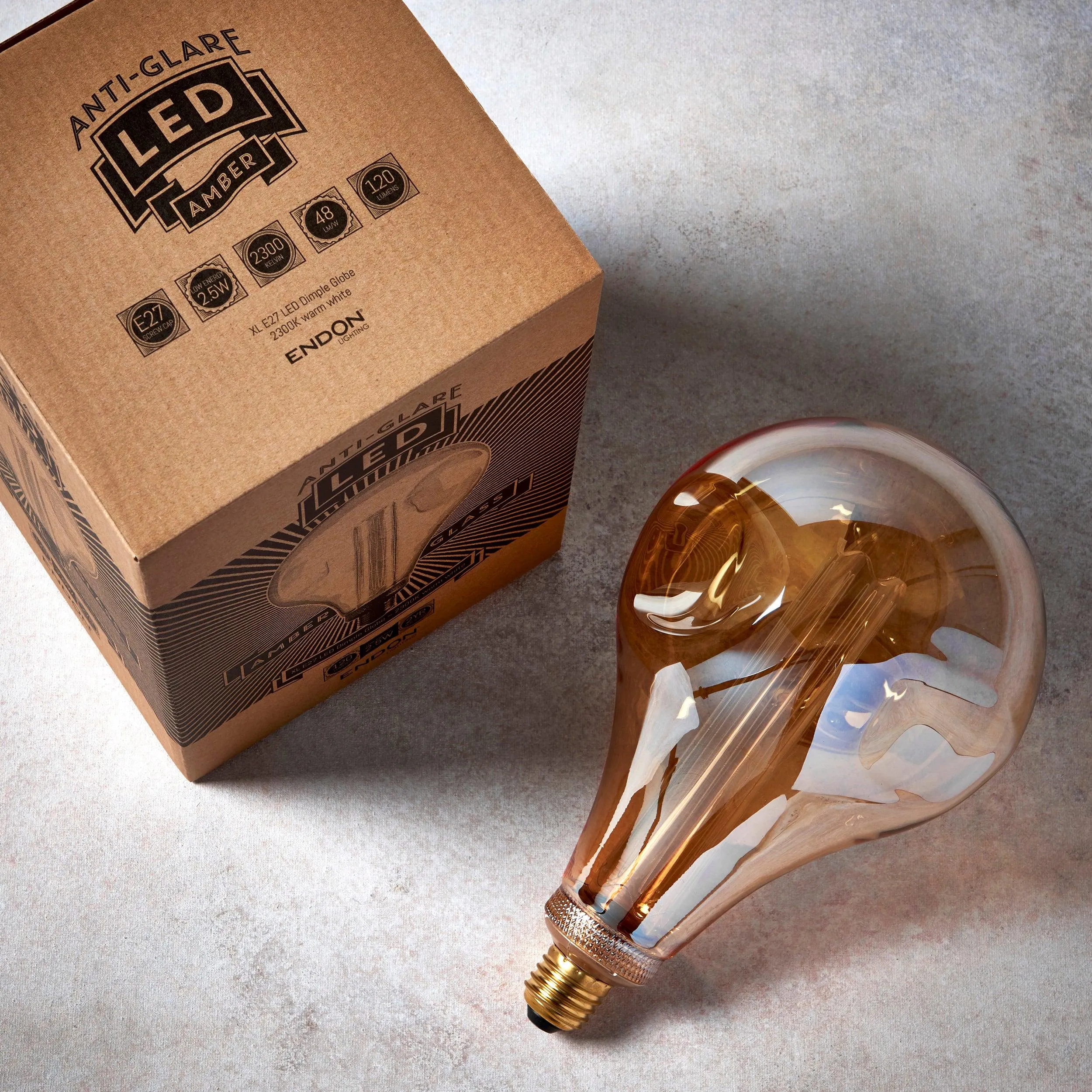 Dimple E27 Amber Globe 2.5w Decorative LED Light Bulb - 148mm