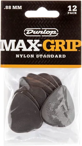 Dunlop 449P.88 .88mm Max-Grip Nylon Standard Guitar Picks, 12-Pack