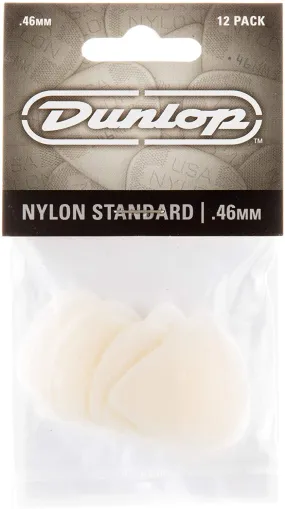 Dunlop 44P.46 46mm Nylon Standard, Guitar Picks, White, 12-Pack