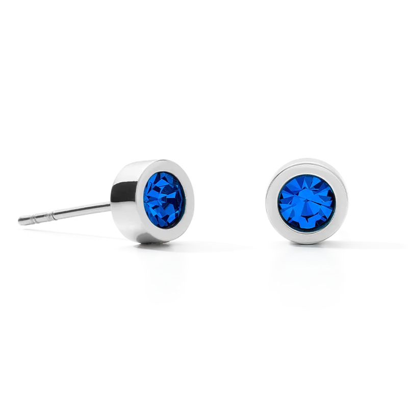 Earrings Crystal & stainless steel silver bleu