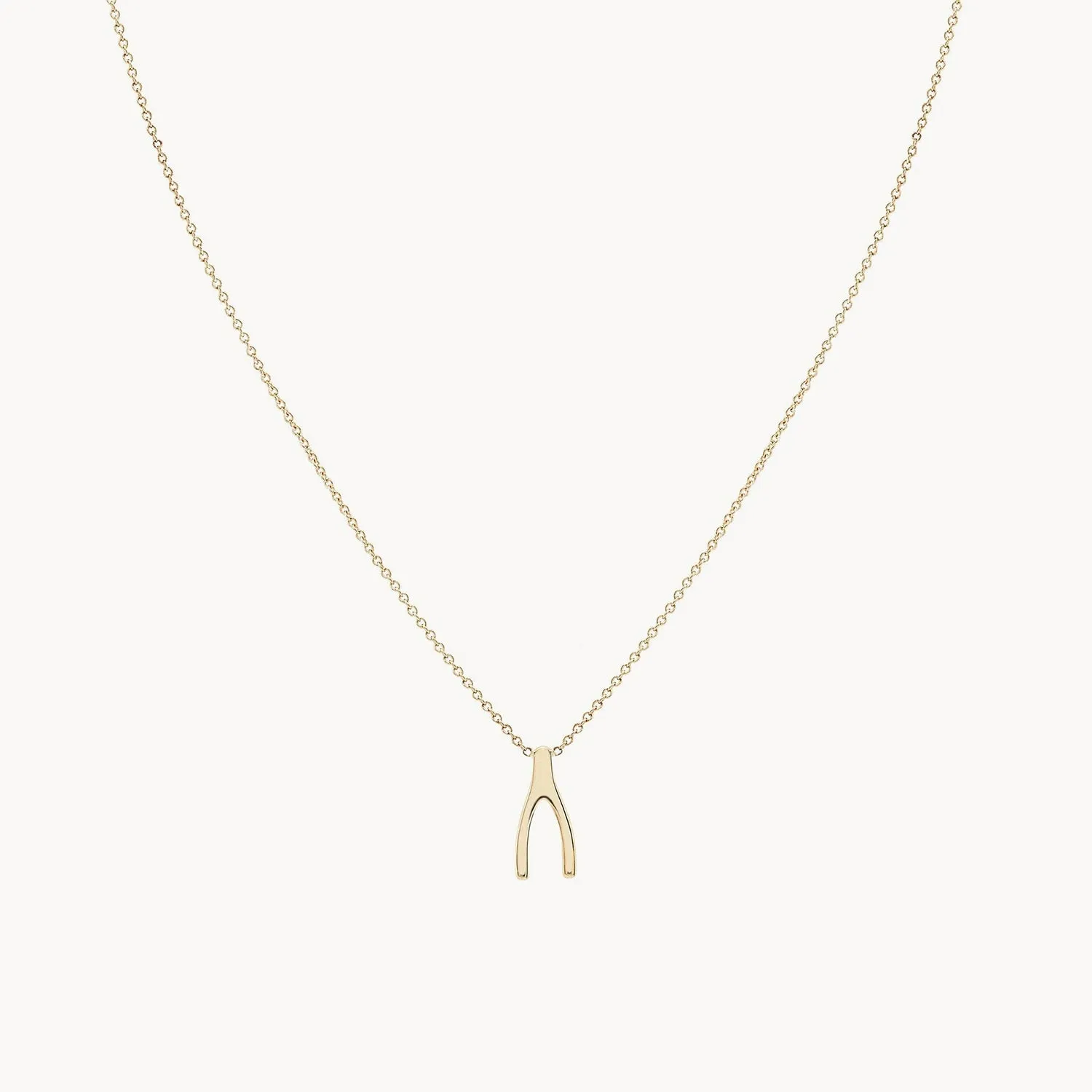 Everyday little wishbone necklace - 14k yellow gold