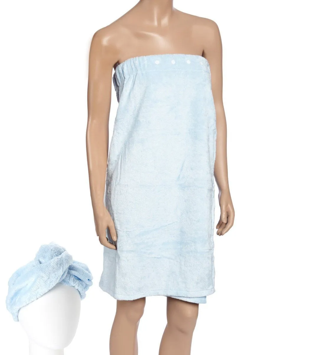 Extra Plush Bath Wrap   Hair Turban Set - Blue