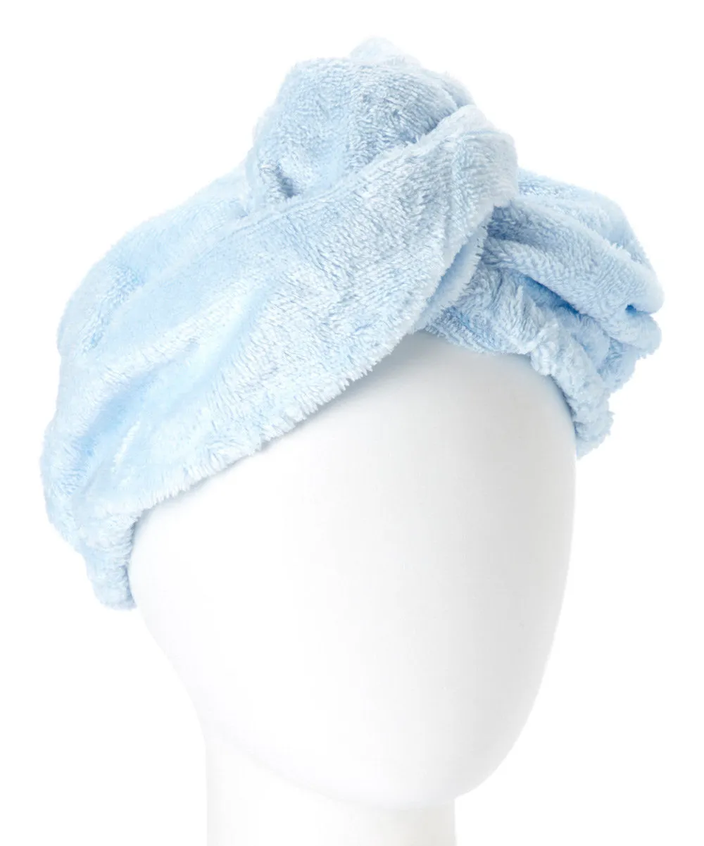 Extra Plush Bath Wrap   Hair Turban Set - Blue