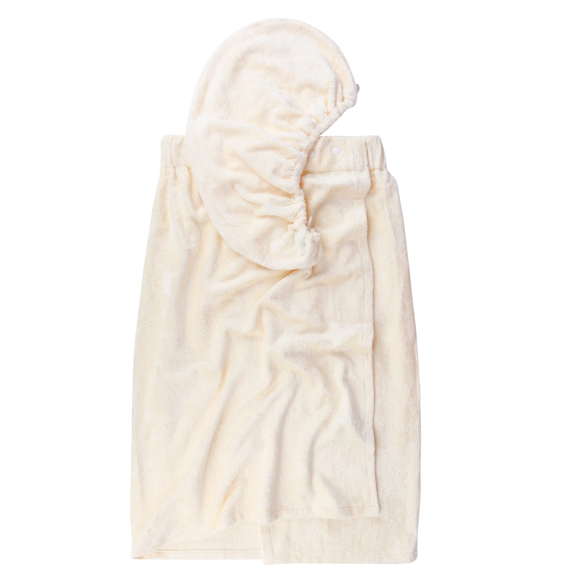 Extra Plush Bath Wrap   Hair Turban Set - Cream