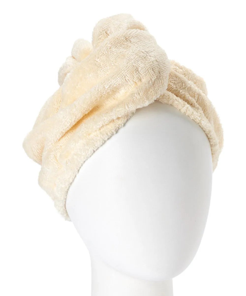Extra Plush Bath Wrap   Hair Turban Set - Cream