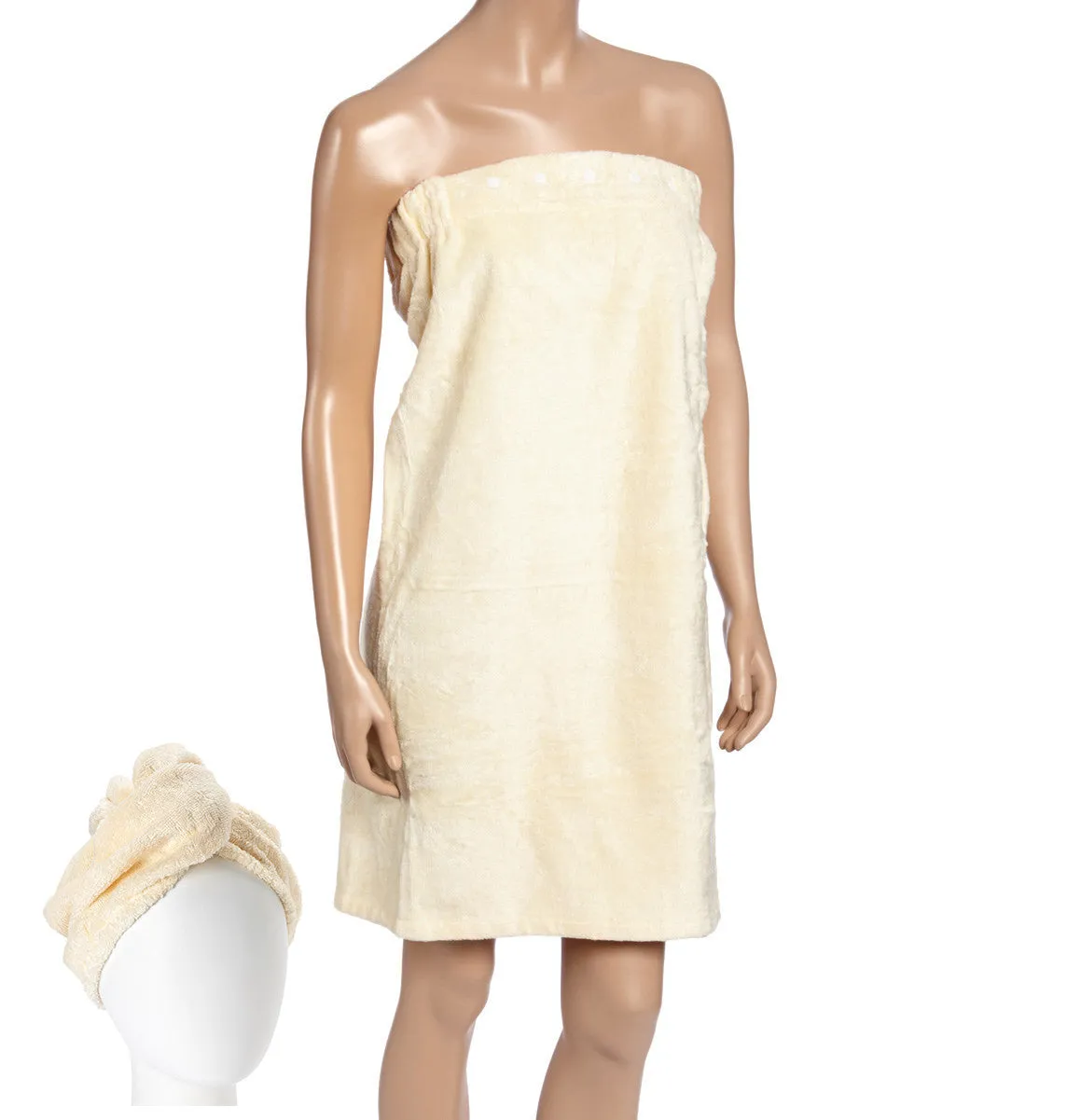 Extra Plush Bath Wrap   Hair Turban Set - Cream