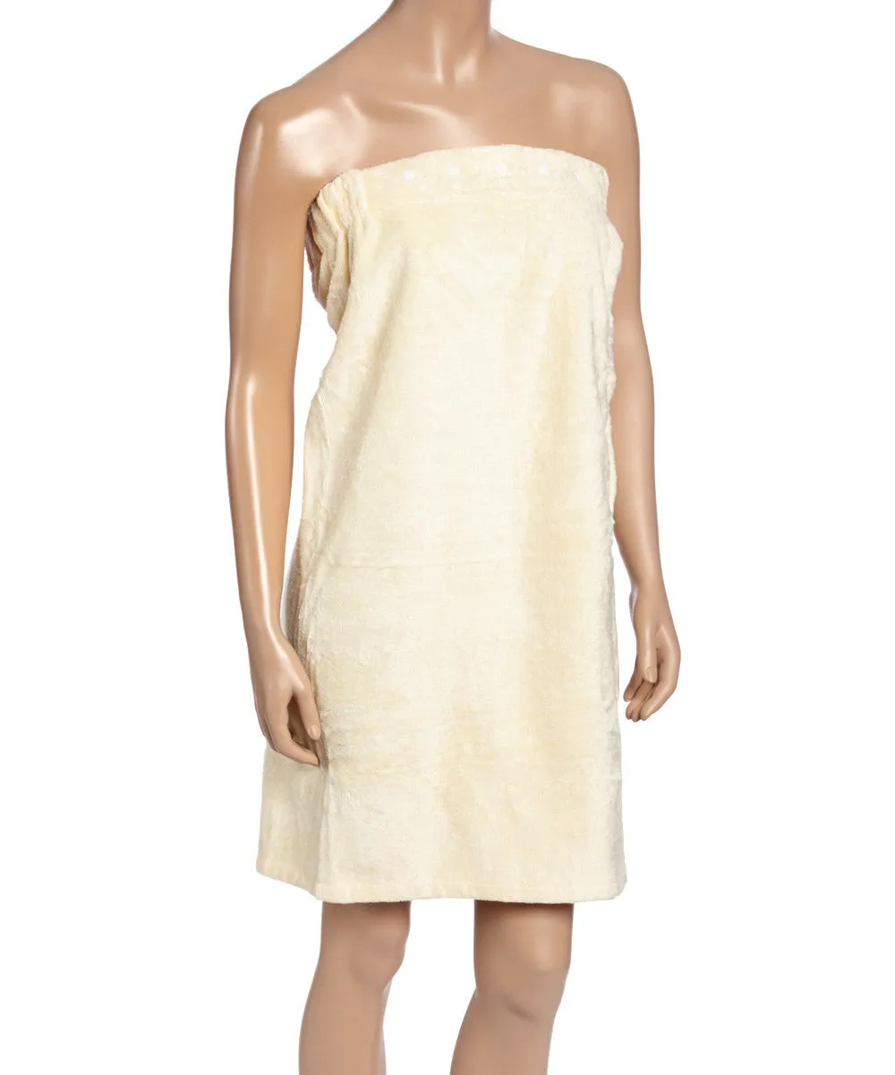 Extra Plush Bath Wrap   Hair Turban Set - Cream