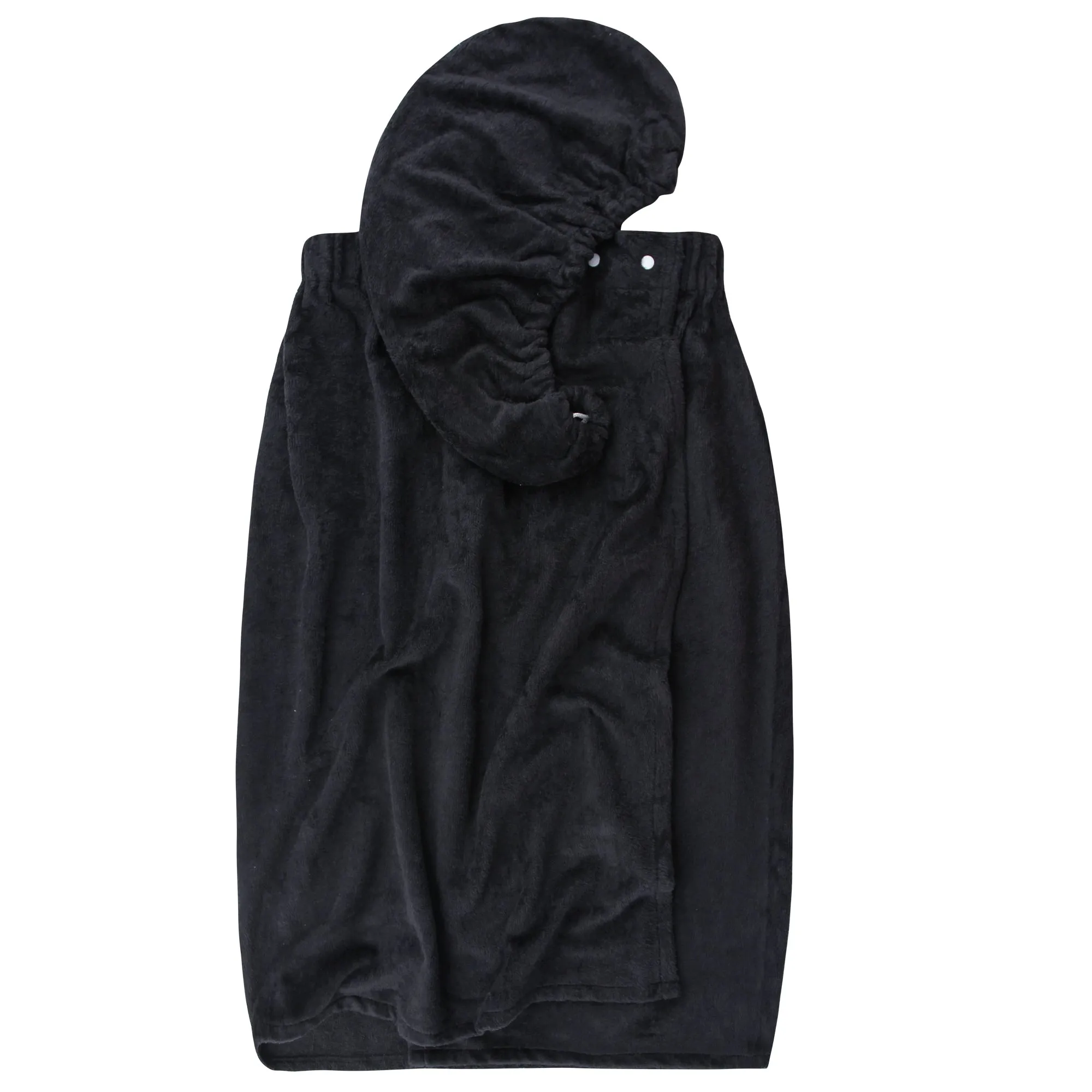 Extra Plush Bath Wrap   Hair Turban Set - Midnight Black