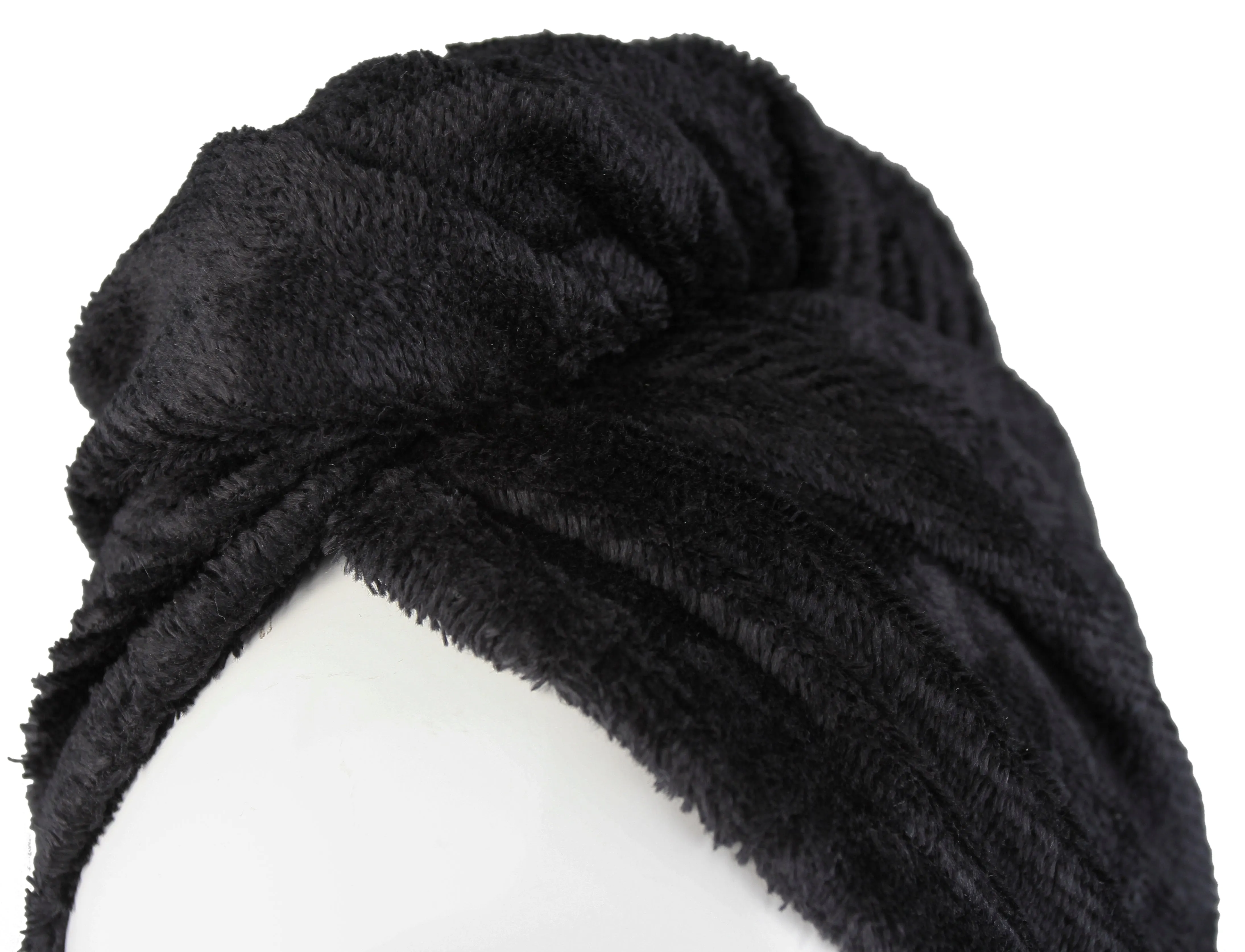 Extra Plush Bath Wrap   Hair Turban Set - Midnight Black