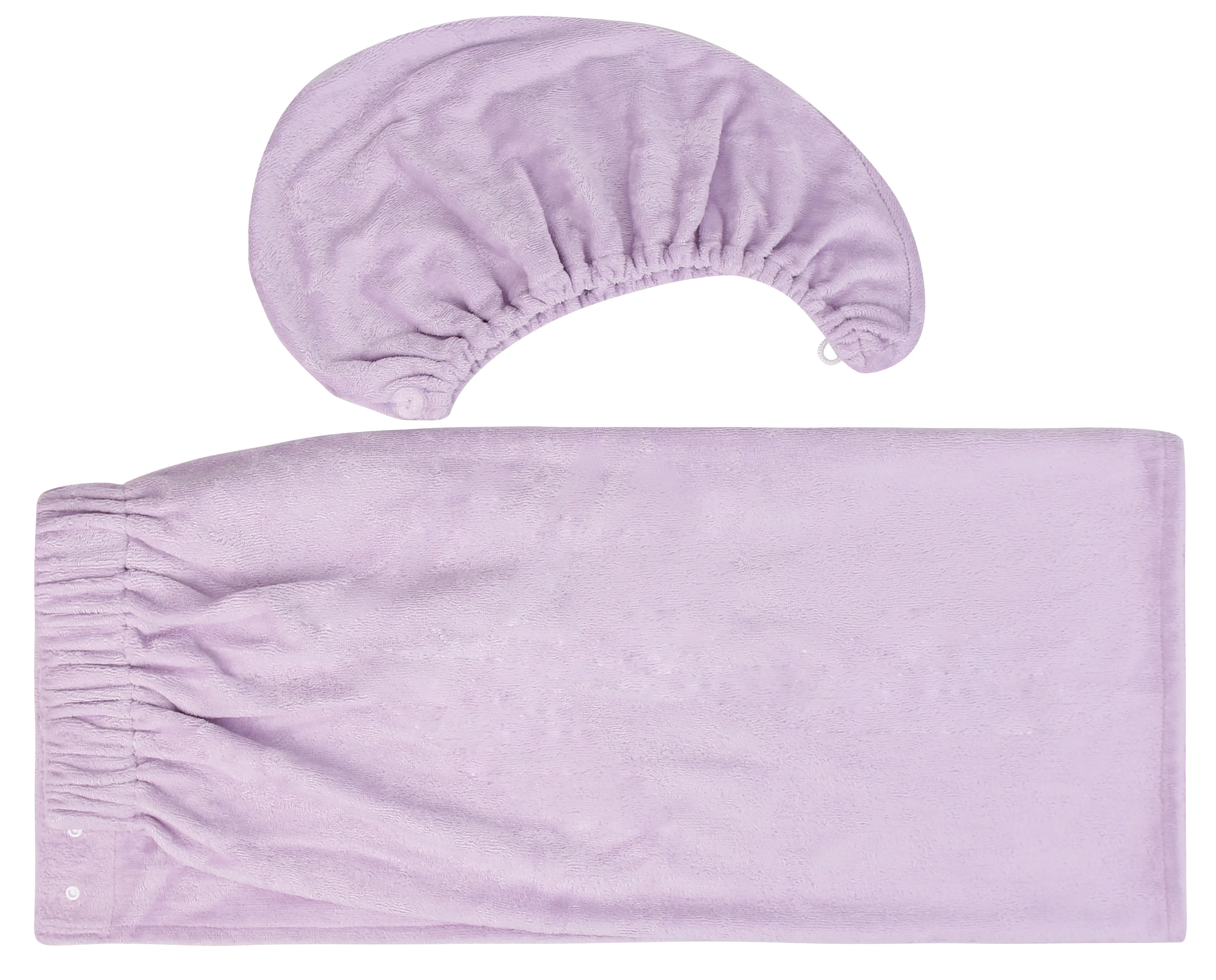 Extra Plush Bath Wrap   Hair Turban Set - Mulberry