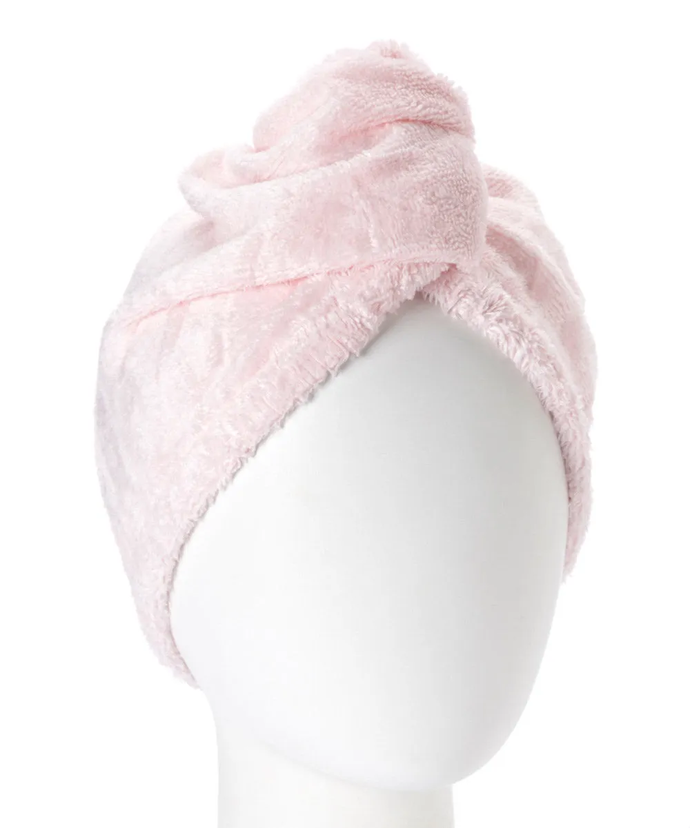 Extra Plush Bath Wrap   Hair Turban Set - Pink