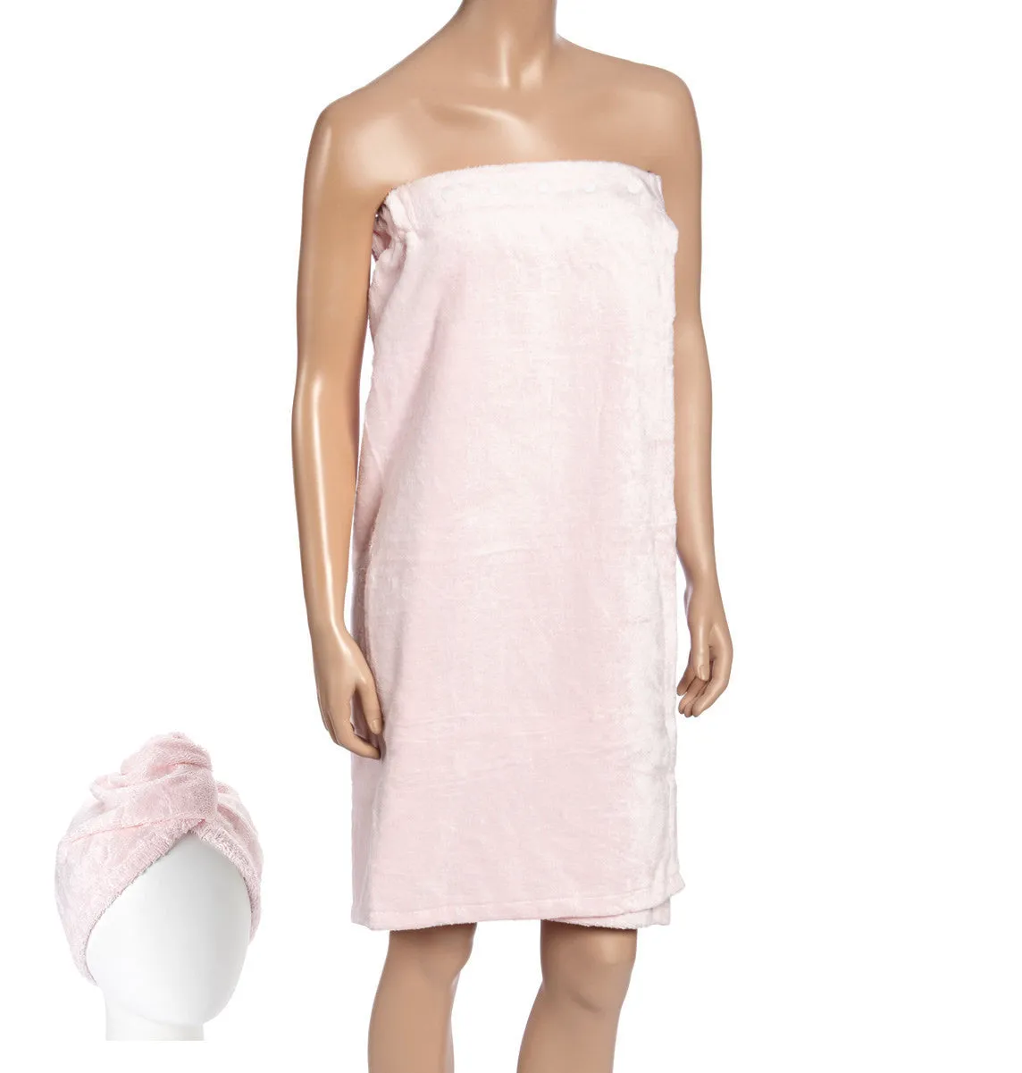 Extra Plush Bath Wrap   Hair Turban Set - Pink