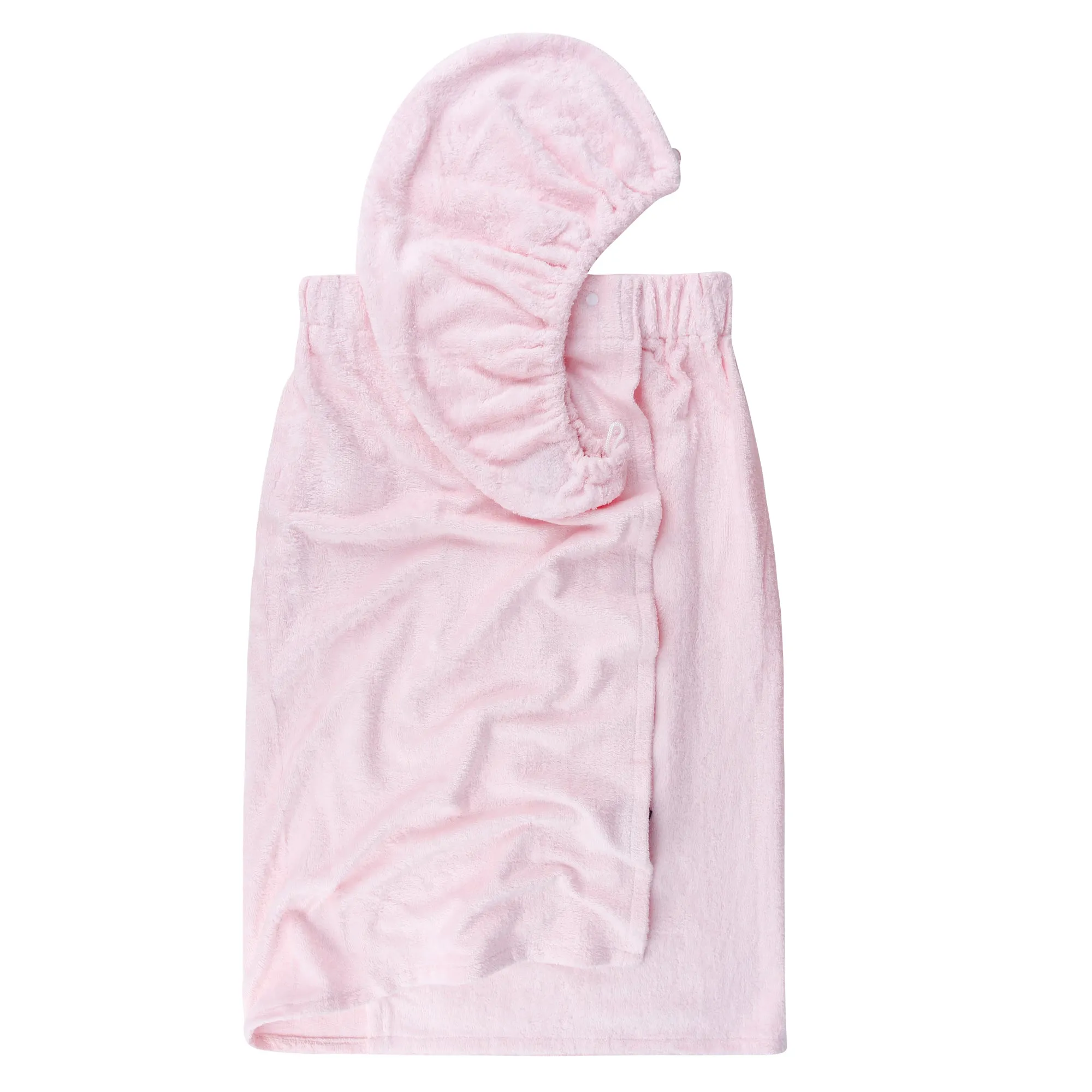 Extra Plush Bath Wrap   Hair Turban Set - Pink
