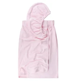Extra Plush Bath Wrap   Hair Turban Set - Pink