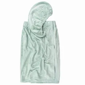Extra Plush Bath Wrap   Hair Turban Set - Sage Green