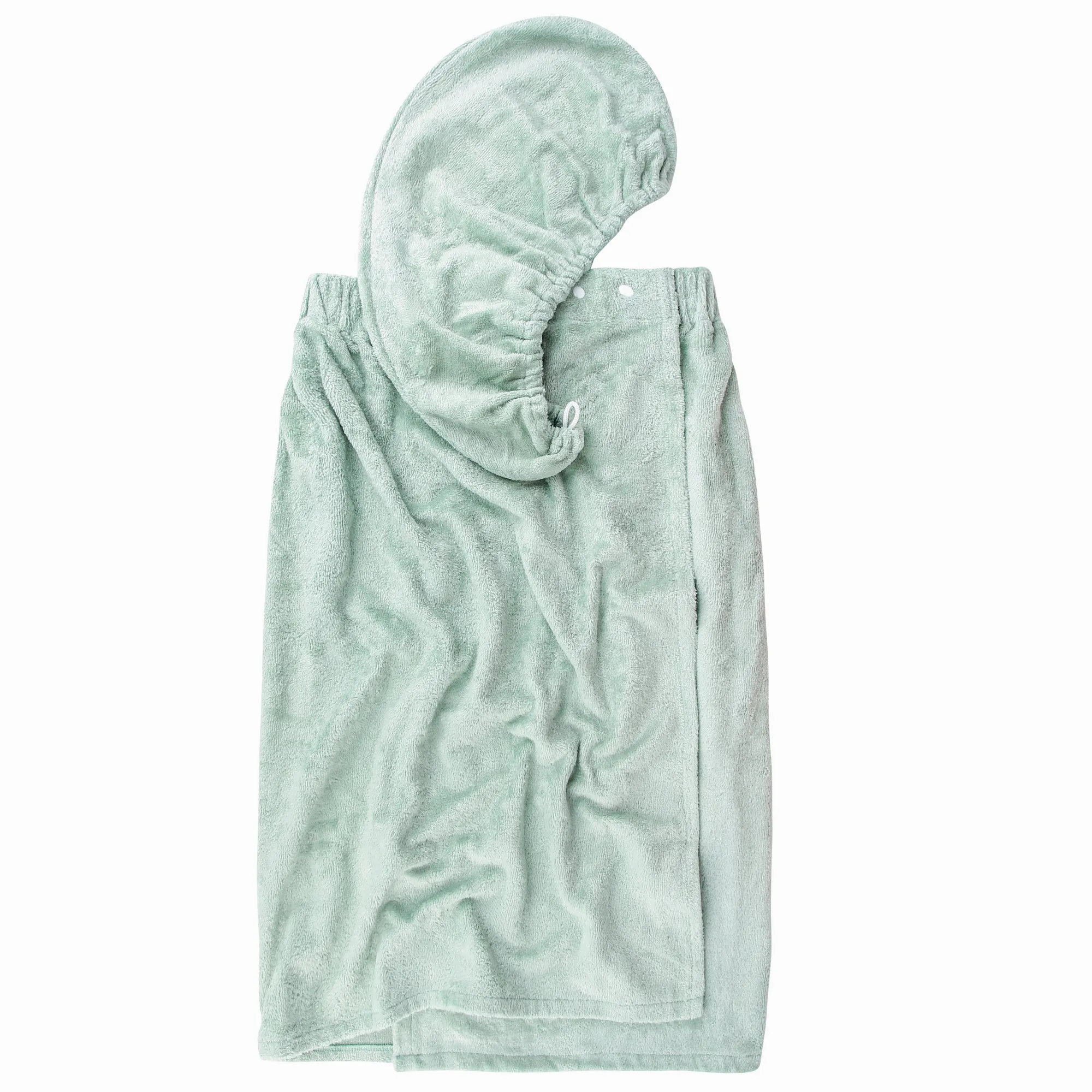 Extra Plush Bath Wrap   Hair Turban Set - Sage Green