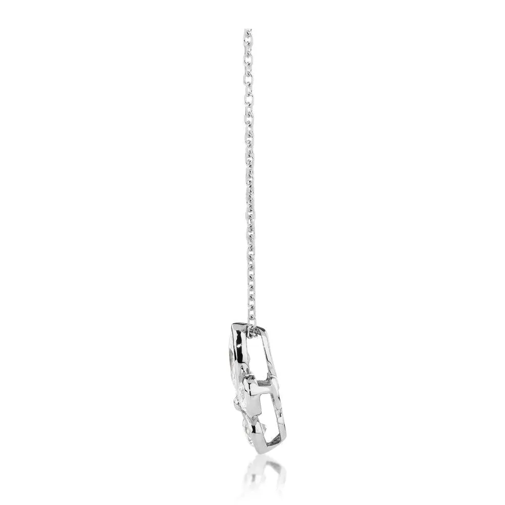 Fancy pendant with 0.58 carats* of diamond simulants in 10 carat white gold