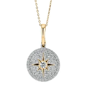 Fancy pendant with 0.95 carats* of diamond simulants in 10 carat yellow gold and sterling silver