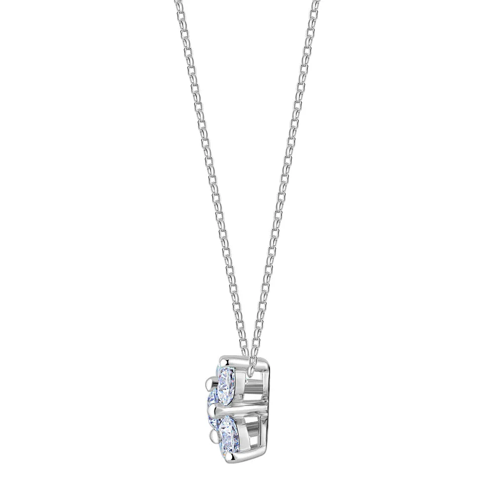 Fancy pendant with 1.17 carats* of diamond simulants in 10 carat white gold
