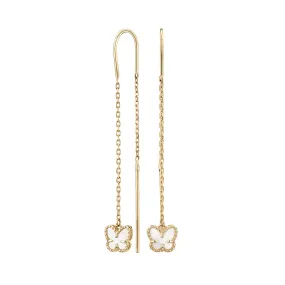 Fancy thread earrings with mother of pearl in 10 carat yellow gold