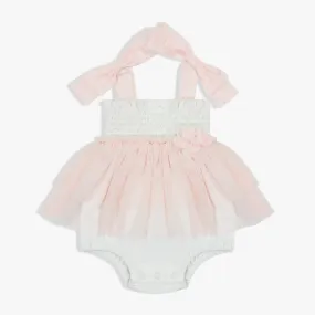 Girls Ivory Smocked Romper