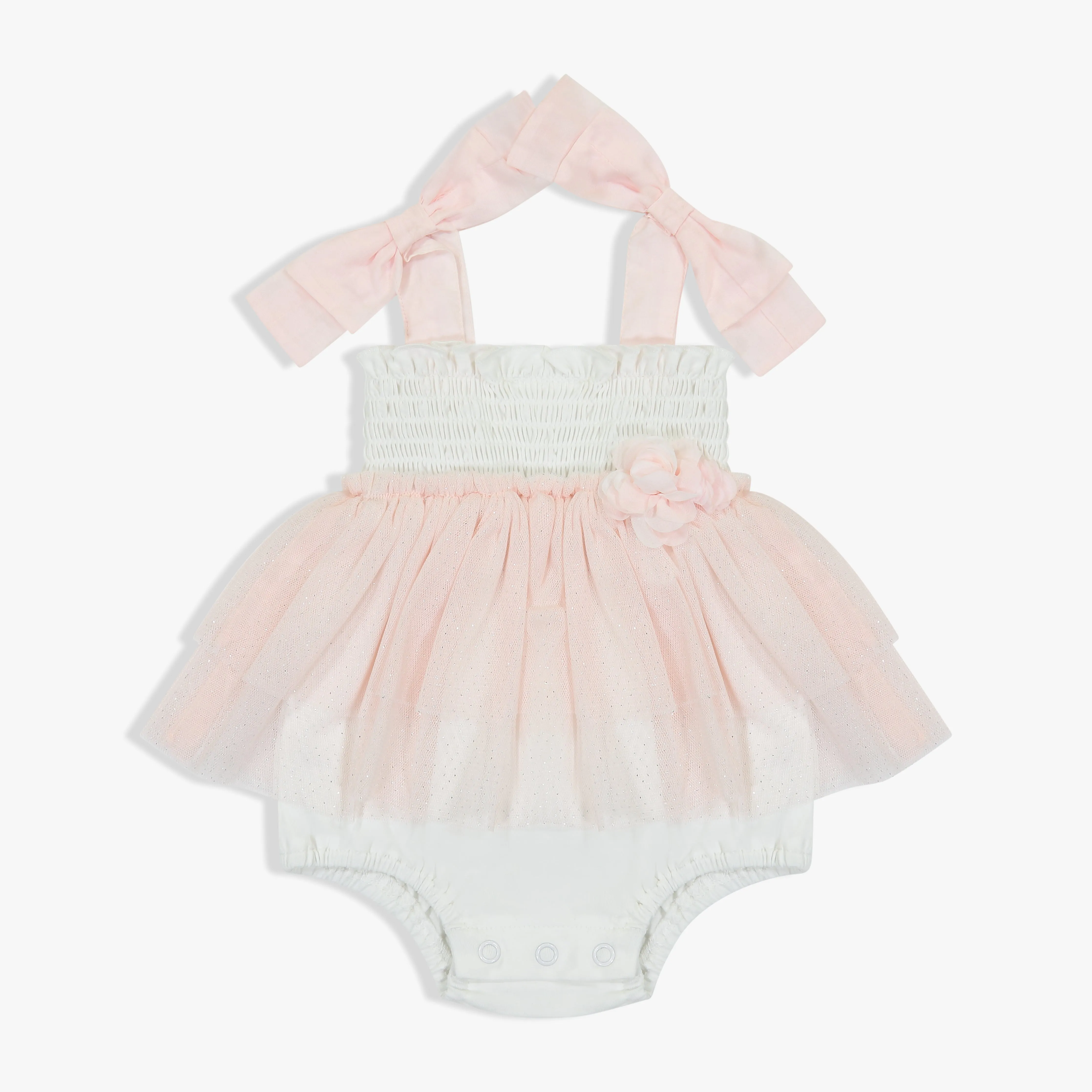 Girls Ivory Smocked Romper