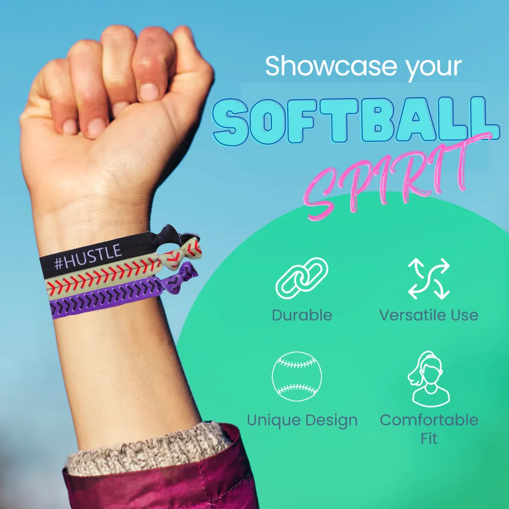 Girls Softball Hair Ties Set- Hustle