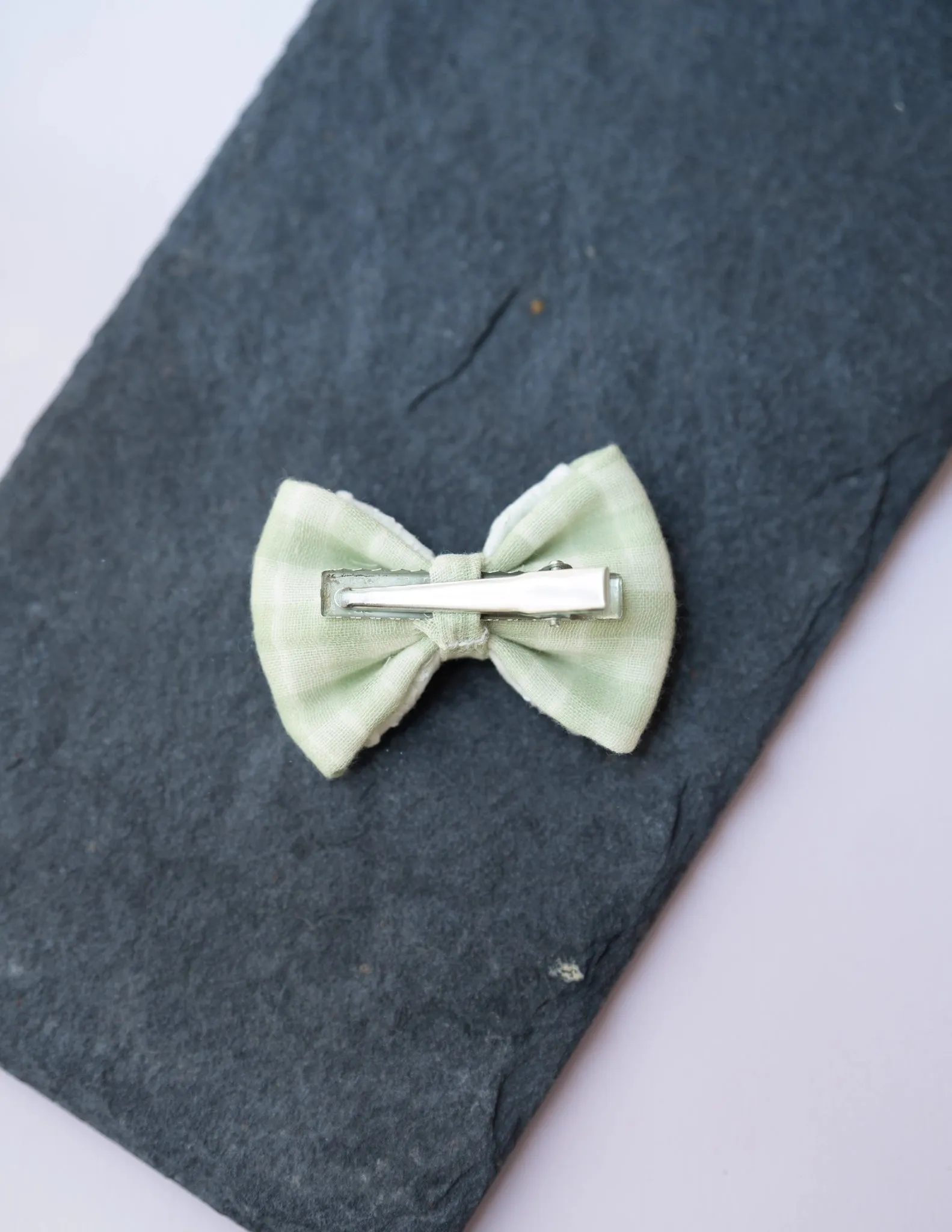Green Check Mini Bow for Infants |Hair Clip | Headband