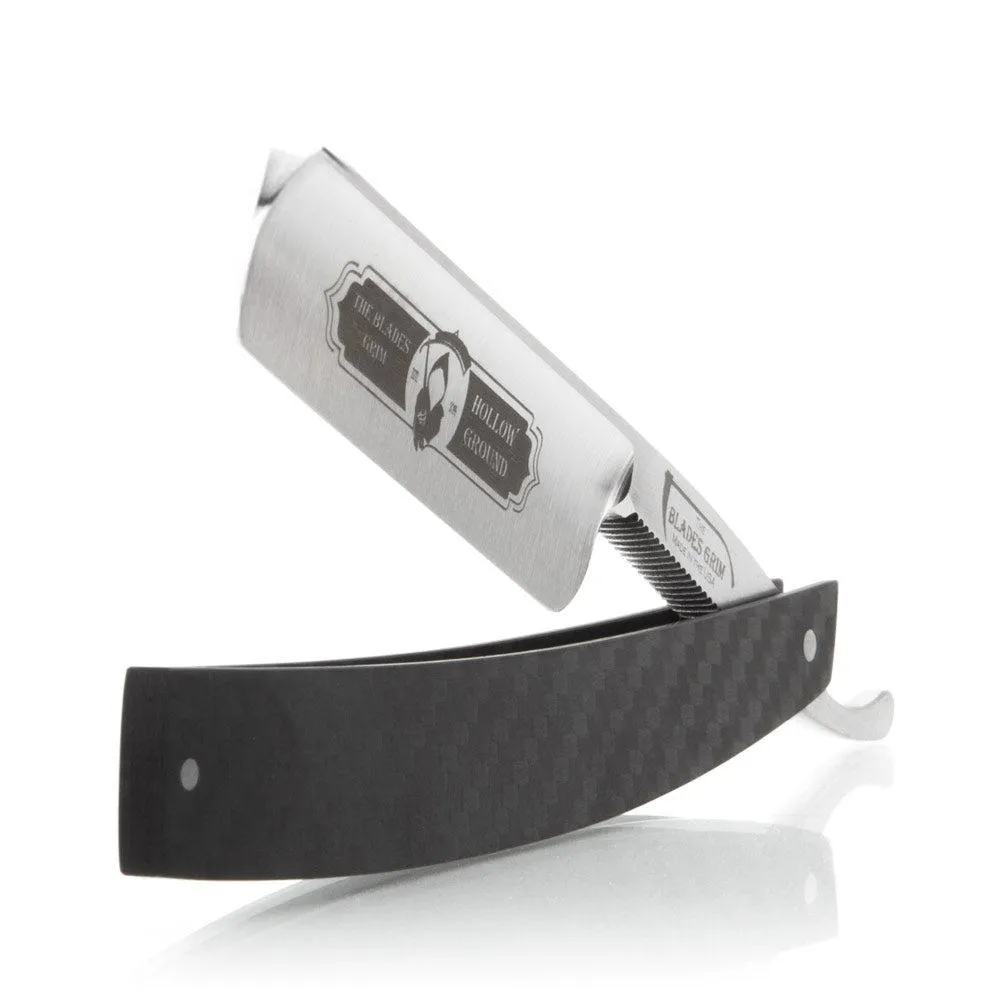 Grim Blades Round Tip Carbon Fiber with Luxury Shave Kit