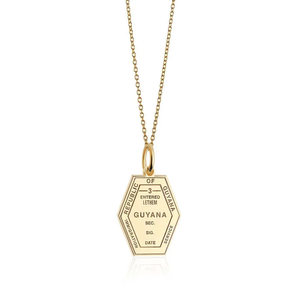 Guyana Passport Stamp Charm Solid Gold