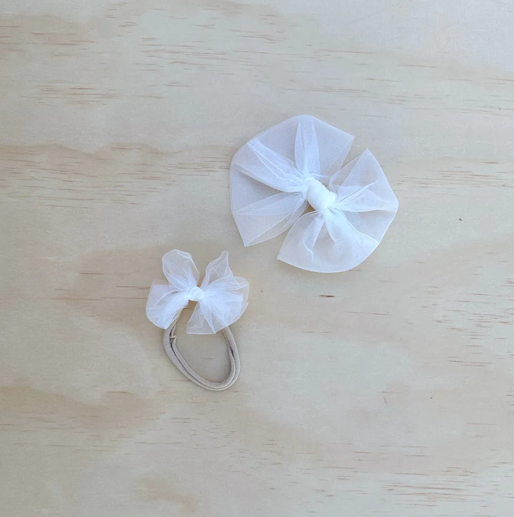 Ivory Tulle Bow