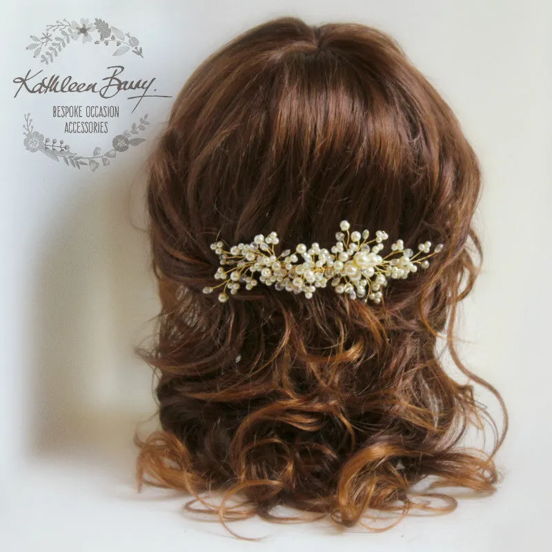 Jelani  rose gold or silver Bridal Hair Comb dainty, crystal, pearl - veil comb
