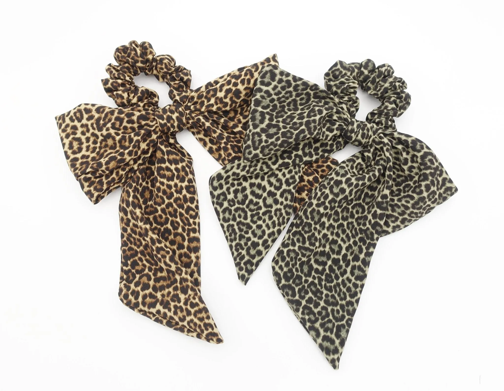 leopard print bow knot scrunchies sexy knot women hair elastic scrunchy
