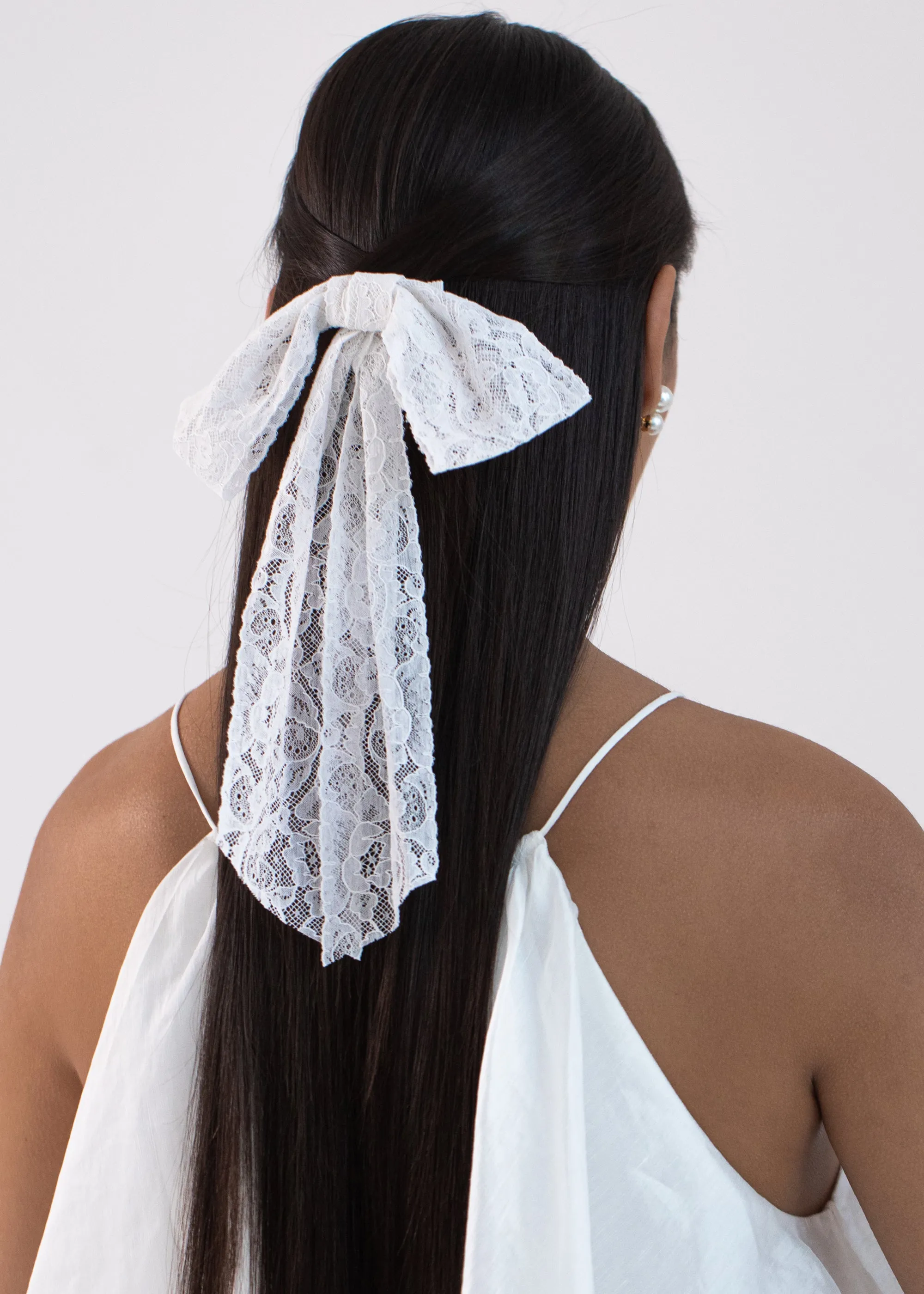Lucia Bow Barrette -- White