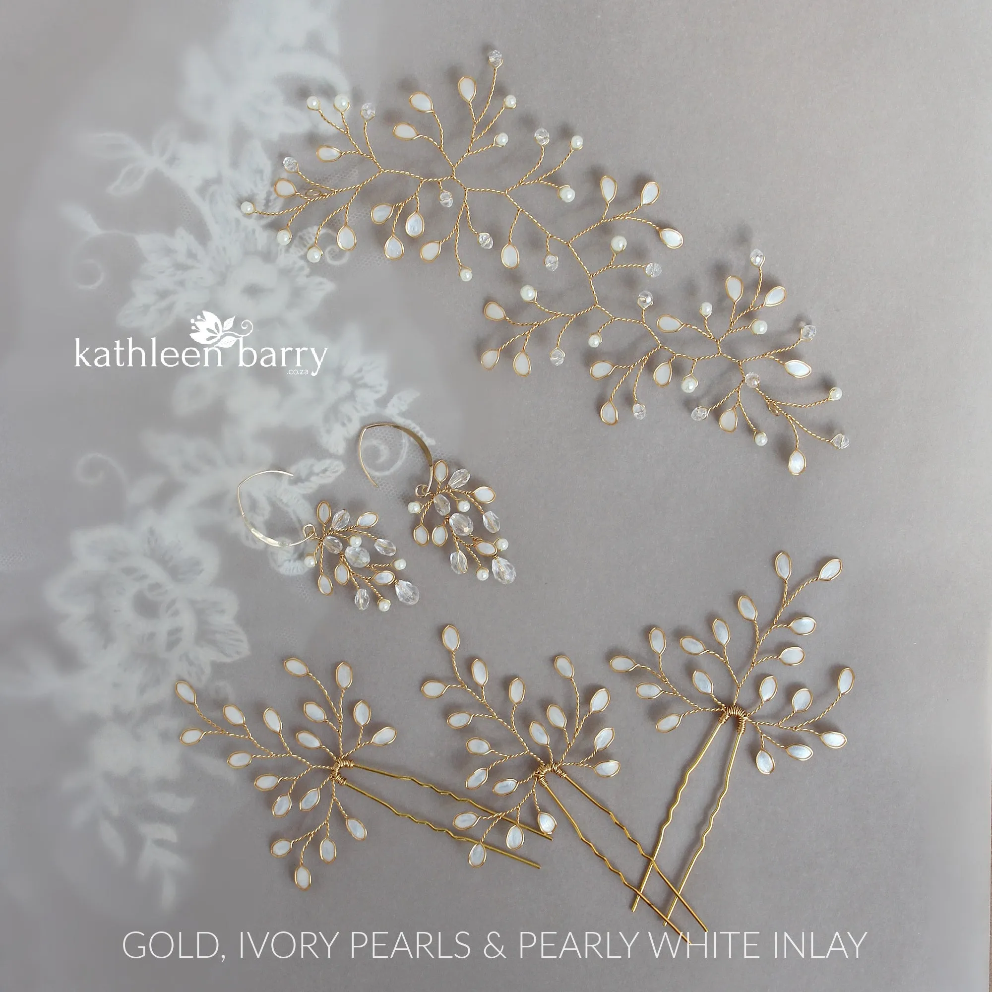Maryke Hairpiece style wedding hair accessory - available in silver, gold, rose gold
